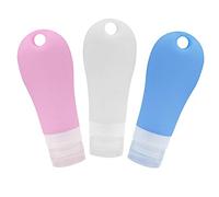 NULYLU 3 piezas Conjunto de Botellas de Silicona para Viaje Dispensadores de Jabón Portátiles Recargables y Reutilizables Azul y Rosa Contenedores de para Cosméticos y Lociones