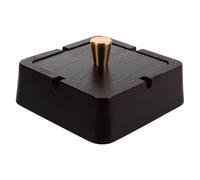 NULYLU Ceniceros para Interior con Bandeja Redonda, Estructura de Acero Inoxidable y Madera, Función Antihumo, para Ambientes Domésticos y Oficinas