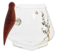 NULYLU Salsera de Vidrio con Mango de Madera para Cocina, Taza de Salsa Antigoteo Adecuado para Restaurantes de Comida Occidental, Estilo Simple y Funcional