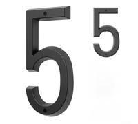 Número de casa flotante 3D de 6 pulgadas, letrero para pared exterior o buzón, números de hogar de aleación de zinc resistente a la intemperie con kit de fácil montaje (5#)