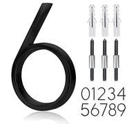 Número de casa flotante de acero inoxidable de 5 pulgadas, números de casa modernos de metal, número de decoración de buzón con kit de uñas, recubierto negro, señalización de visibilidad 911 (6) o (9)