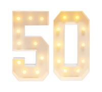 Número de lámpara LED con números iluminados 50, blanco cálido, números luminosos gigantescos, decoración de cumpleaños, fiesta de 50 cumpleaños, altura 1 m, para fiesta de cumpleaños feliz