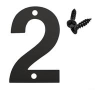 Números de casa flotantes de acero inoxidable de 4 pulgadas, color negro para placas de dirección para pared de puerta de buzón, accesorios de fácil montaje incluidos para identificación del hogar (2)