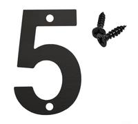 Números de casa flotantes de acero inoxidable de 4 pulgadas, color negro para placas de dirección para pared de puerta de buzón, accesorios de fácil montaje incluidos para identificación del hogar (5)