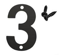 Números de casa flotantes de acero inoxidable de 4 pulgadas, color negro para placas de dirección para pared de puerta de buzón, accesorios de fácil montaje incluidos para identificación del hogar (3)