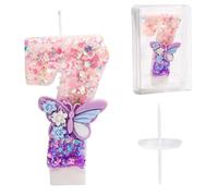 Números de Cumpleaños Velas, 7,2cm Velas Cumpleaños Mariposa Velas Pasteles con Lentejuelas Adornos Pastel Cumpleaños para Niñas Mujeres Suministros Fiestas Celebración Aniversario (Número 7)
