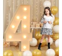 Números gigantes con luz LED de 120cm-4ft número 4, letrero luminoso de marquesina de mosaico, lámparas de números LED para el Día de San Valentín, cumpleaños, Navidad, Año Nuevo