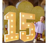 Números iluminados de 3.3 pies, 15 números de marquesina gigantes, marco de números de mosaico, marco de bricolaje, kit de espuma precortada, decoración de cumpleaños, cartón blanco