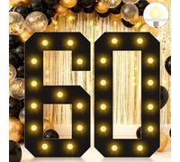 Números iluminados para marquesina de 1,2 m, color negro, gigante número 60, juego de tablero de espuma precortada que se puede utilizar para cumpleaños, bodas, aniversarios de fiesta