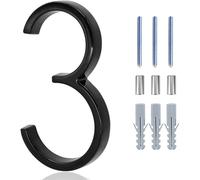 números para la puerta principal, Letreros numéricos modernos flotantes de aleación zinc 5 pulgadas en color negro for puerta, buzón apartamento, placa dirección con kit clavos(3)