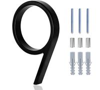 números para la puerta principal, Letreros numéricos modernos flotantes de aleación zinc 5 pulgadas en color negro for puerta, buzón apartamento, placa dirección con kit clavos(9)