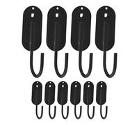 NUOBESTY 10 Unidades Gancho para Tablero Perforado Orificios Ovalados y Espaciamiento de 40 Mm, Accesorio Metálico Negro para Talleres y Garajes, Optimización de Espacio y Combinación
