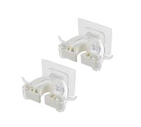 NUOBESTY 2 Piezas Gancho para Trapeador sin Perforaciones Multifunción | Organizador para Hogar y Cocina, Material PC Blanco, Uso en Baño, Colgador para Paraguas