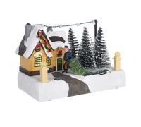 NUOBESTY Caja Musical Navideña de Resina con Luces LED y Función de Música para Decoración de Mesa Festiva y Escena de Pueblo Iluminado en Navidad