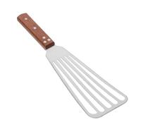 NUOBESTY Espátula de Acero Inoxidable Grueso y Ancho para Pescado con Mango de Madera, Borde Redondeado, Diseño Ergonómico y Voltear Carne o Huevos para Cocinar Teppanyaki