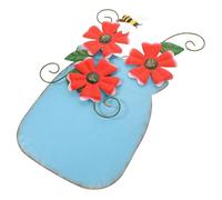 NUOBESTY Maceta de Hierro Decorativa Colgante de Pared Azul, Adorno Artesanal para Balcón y Jardín, Decoración Metálica Resistente para Exteriores, Accesorio Mural para Terraza y Patio