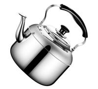 NUOBESTY Tetera de Estufa Sonora de Acero Inoxidable 4l para Camping | Hervidor Portátil para Senderismo y Cocina, Asa Práctica, Color Plata, Adecuado para Té y Leche Caliente