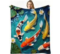 Nuphtun Manta de Franela Grande 200x200 cm, Carpas Multicolores, AQ4660 | Ligera y cálida, para Cama Sofá o Oficina, para Adultos Mascota Infantil, Fácil de Cuidar, Regalo Ideal para La Familia