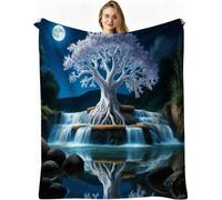 Nuphtun Manta de Franela Grande 200x200 cm, Cascada Azul, AQ4354 | Ligera y cálida, para Cama Sofá o Oficina, para Adultos Mascota Infantil, Fácil de Cuidar, Regalo Ideal para La Familia