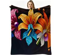 Nuphtun Manta de Franela Grande 200x200 cm, Flores Amarillas, AQ4756 | Ligera y cálida, para Cama Sofá o Oficina, para Adultos Mascota Infantil, Fácil de Cuidar, Regalo Ideal para La Familia