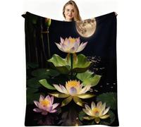 Nuphtun Manta de Franela Grande 200x200 cm, Hojas de Loto Verdes, AQ3106 | Ligera y cálida, para Cama Sofá o Oficina, para Adultos Mascota Infantil, Fácil de Cuidar, Regalo Ideal para La Familia