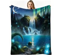 Nuphtun Manta de Franela Grande 200x200 cm, Lago Azul, AQ4738 | Ligera y cálida, para Cama Sofá o Oficina, para Adultos Mascota Infantil, Fácil de Cuidar, Regalo Ideal para La Familia