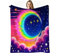 Nuphtun Manta de Franela Grande 200x200 cm, Luna Morada, AQ3976 | Ligera y cálida, para Cama Sofá o Oficina, para Adultos Mascota Infantil, Fácil de Cuidar, Regalo Ideal para La Familia