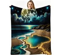 Nuphtun Manta de Franela Grande 200x200 cm, Playa Azul, AQ3940 | Ligera y cálida, para Cama Sofá o Oficina, para Adultos Mascota Infantil, Fácil de Cuidar, Regalo Ideal para La Familia