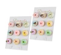 Nuptio Donuts Soporte Donetes Expositor: Lote de 2 Madera Blanco Baby Shower Rosquillas Porta