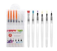 Nurila 6 lápices de acuarela, pinceles para depósito de agua (6 tipos de puntas de lápiz), lápiz de agua, lápices rellenables, pincel de acuarela para pintar, colorear, adecuado para principiantes y