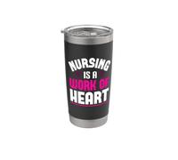 Nursing Is A Work Of Heart Nurse Funny Nurses Vaso térmico de acero inoxidable de doble pared