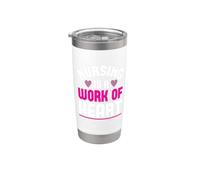 Nursing Is A Work Of Heart Nurse Funny Nurses Vaso térmico de acero inoxidable de doble pared