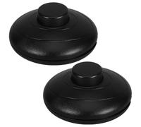 NUSITOU 2 Piezas Interruptor de Pedal para Lámpara LED en Línea Botón Pulsador Redondo, Plástico Negro, Control Cómodo y Flexibilidad Mejorada para Uso Industrial