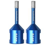 NUTKIT 2 Piezas Broca de Diamante 6MM, Vacío Soldadura | Corona Diamante para Cerámica, Granito, Vidrio, Porcelana, Amoladora Angular- Rosca M14 para Amoladora Angular