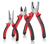 NUTKIT Juego de Alicates 3PCS, Alicates Profesionales con Mango Ergonómico | Alicate Combinado, Punta Larga y Alicate de Corte Diagonal,para Bricolaje,Reparaciones y Electricidad-Grandes