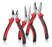 NUTKIT Juego de Alicates 3PCS, Alicates Profesionales con Mango Ergonómico, Alicate Combinado, Punta Larga y Alicate de Corte Diagonal,para Bricolaje,Reparaciones y Electricidad-Pequeños