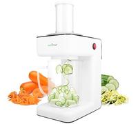 NutriChef 3 en 1 picador eléctrico de verduras, espiralizador y máquina de ensaladas, cortador de frutas, máquina trituradora en espiral, máquina de espaguetis vegetarianos y fideos | Incluye émbolo