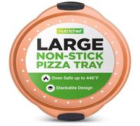 NutriChef Bandeja para Pizza, 13”, Mango de Silicona, Sartén Redonda Antiadherente, Acero con Agujeros Perforados