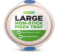 Nutrichef Bandeja para Pizza, 13”, Mango de Silicona, Sartén Redonda Antiadherente, Acero con Agujeros Perforados