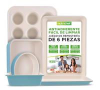 Nutrichef bandejas horno, Para galletas, Bizcochos, Moldes para muffins y pasteles, Set de 6 piezas, Duraderas, Antiadherentes