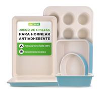 Nutrichef bandejas horno, Para galletas, Bizcochos, Moldes para muffins y pasteles, Set de 6 piezas, Duraderas, Antiadherentes