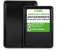 Nutrichef bandejas horno, Set de 2, Grande y mediana, Para servir, Apilables, Duraderas, Antiadherentes