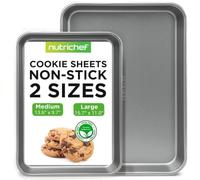 Nutrichef bandejas horno, Set de 2, Grande y mediana, Para servir, Apilables, Duraderas, Antiadherentes