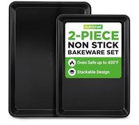 Nutrichef Bandejas Horno, Set de 2, Grande y Mediana, para servir, Apilables, Duraderas, Antiadherentes
