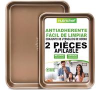 Nutrichef bandejas horno, Set de 2, Para servir, Apilables, Rectangulares, Antiadherentes