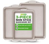 Nutrichef bandejas horno, Set de 3, Antiadherentes, Libres de PFOA/PFOS/PTFE, Duraderas
