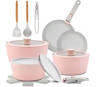 NutriChef Batería de Cocina 18 Piezas No Tóxica, Mango Extraíble | de Ceramica, Ollas y Sartenes, Antiadherentes, sin PFTE, Ahorra Espacio, Apto para Hornos y Estufas, Incluye Utensilios