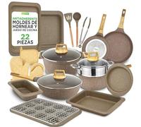 Nutrichef Bateria de Cocina, Antiadherentes, 22 Piezas, Completo, Profesional, Resistentes al Calor