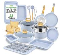 Nutrichef bateria de cocina, Antiadherentes, 22 piezas, Profesional, Resistentes al calor
