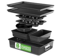 Nutrichef juego 8 moldes apilables, Bandejas, Libres de PFOA, PFOS, PTFEE, Utensilios horno hasta 232°C, Baking set, Antiadherentes